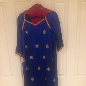 Stunning blue and fuschia salwar kurta